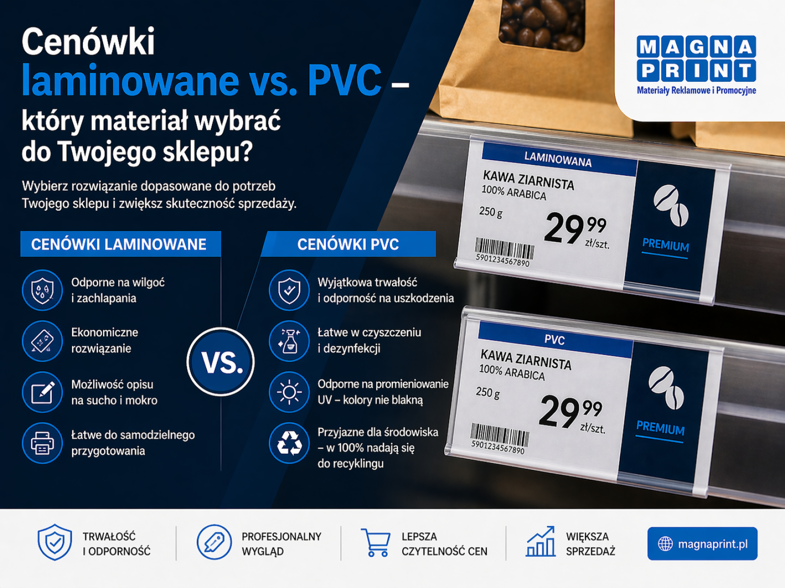 Cenówki PVC czy laminowane? Porównanie materiałów | MagnaPrint